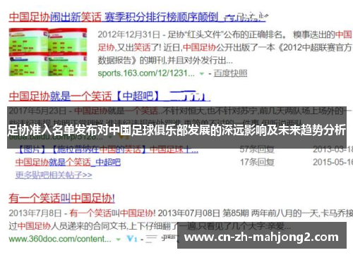 足协准入名单发布对中国足球俱乐部发展的深远影响及未来趋势分析